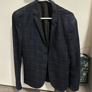 H&M Men’s Navy Checked suit jacket